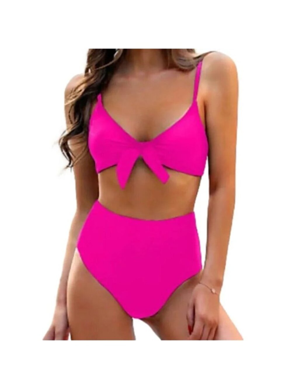 NEW Blooming Jelly Hot Pink Tie Front Bikini - Medium